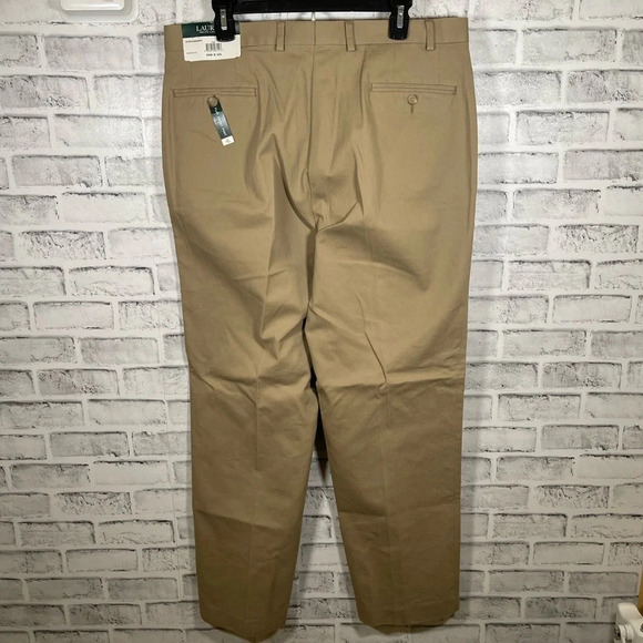 Men’s Lauren Ralph Lauren tan flat front khaki dress pants 36W x 32L - Picture 3 of 5